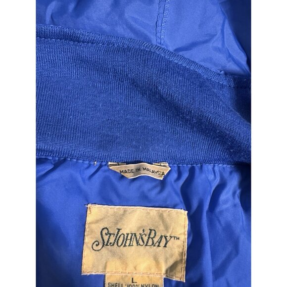 St John’s Bay Blue Hooded Windbreaker Jacket Men’s L Nylon Zip Lightweight - Picture 3 of 12